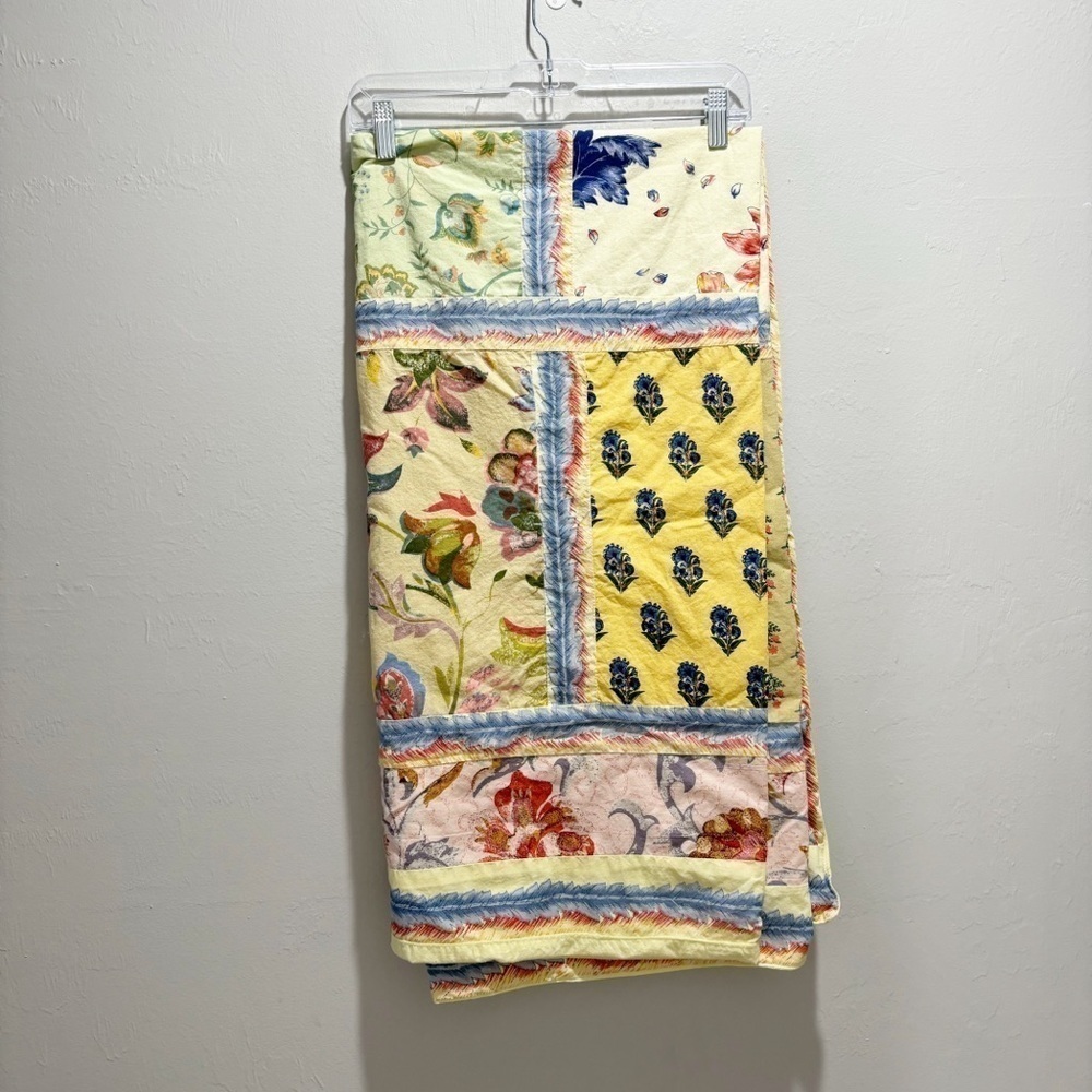 HANDPRINT NEIMAN MARCUS Multicolor Patchwork Farmhouse Tablecloth 56”X58” India